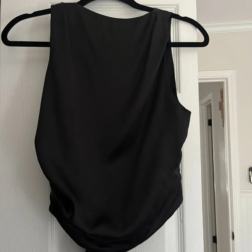 Silk Black Zara Backless Top Size M - Picture 3 of 6